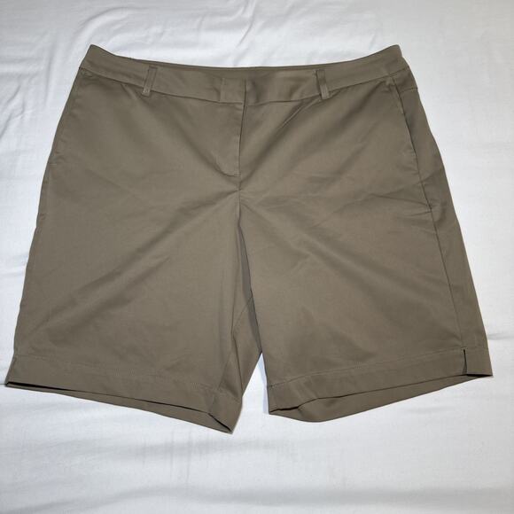 Three Sixty Six Dress Shorts Womens 12 Tan Polyester Flat Front Casual Golf EUC - Picture 1 of 12